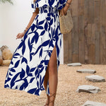 Women's Elegant One-shoulder Fashion Slit Dress - Stylish Flowy Maxi Dress For Vacation & Party