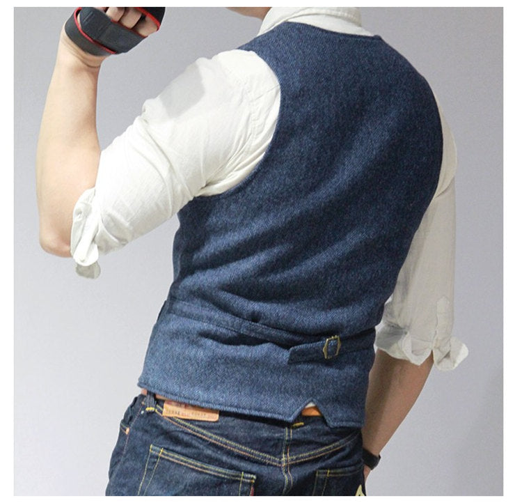 Vintage British Woolen Cloth Casual Suit Vest