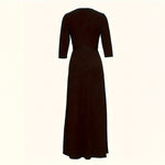 Women's Summer Geometric Print Maxi Dresses Casual 3 4 Sleeve V-Neck Tie Waist Long Dress