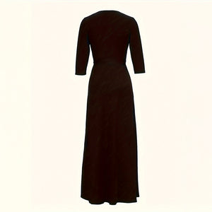 Women's Summer Geometric Print Maxi Dresses Casual 3 4 Sleeve V-Neck Tie Waist Long Dress