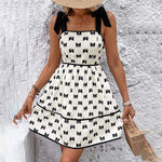 Women's  Shoulder Strap Bow Decoration With Bow Print Elegant Summer Dress