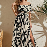 Women's Elegant One-shoulder Fashion Slit Dress - Stylish Flowy Maxi Dress For Vacation & Party