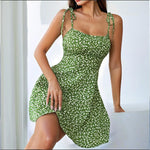 Womens Floral Mini Dress Spaghetti Strap Sleeveless Tie Shoulder Ruffle Summer Boho Dresses