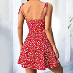 Womens Floral Mini Dress Spaghetti Strap Sleeveless Tie Shoulder Ruffle Summer Boho Dresses
