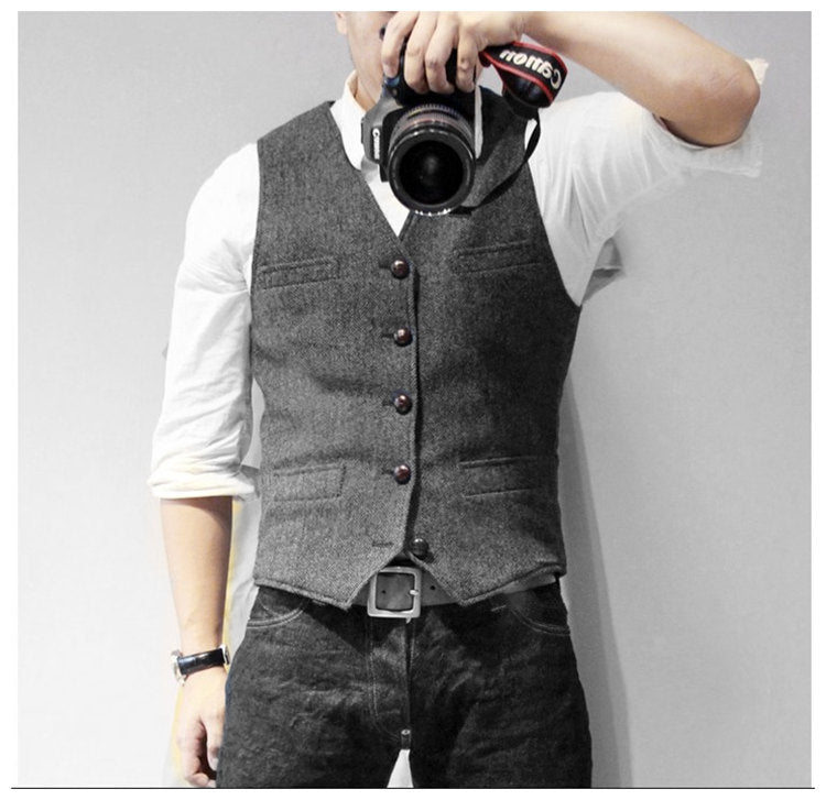 Vintage British Woolen Cloth Casual Suit Vest