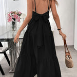 Women's Summer Sleeveless Tie-Bow Dress - Casual Beach Vacation Flowy Maxi Sundress