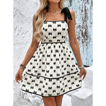 Women's Sleeveless Tie Strap Mini Dress Summer Square Neck Smocked A Line Elegant Cute Short Dresses