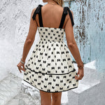 Women's  Shoulder Strap Bow Decoration With Bow Print Elegant Summer Dress