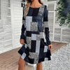 Women's Round Neck Long Sleeve Dress - Digital Print Casual Elegant Spring & Fall Dress