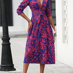 Women's Long-Sleeved All-Over Leopard Print Belted Shirt Dress - Casual Maxi Dress