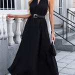 Women's Loose Casual Dress - Essential For Summer Beach Vacations, Festival Off-the-Shoulder Deep V Tie Holiday Dress