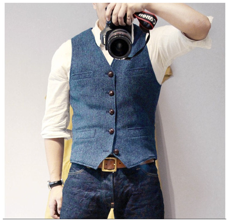 Vintage British Woolen Cloth Casual Suit Vest