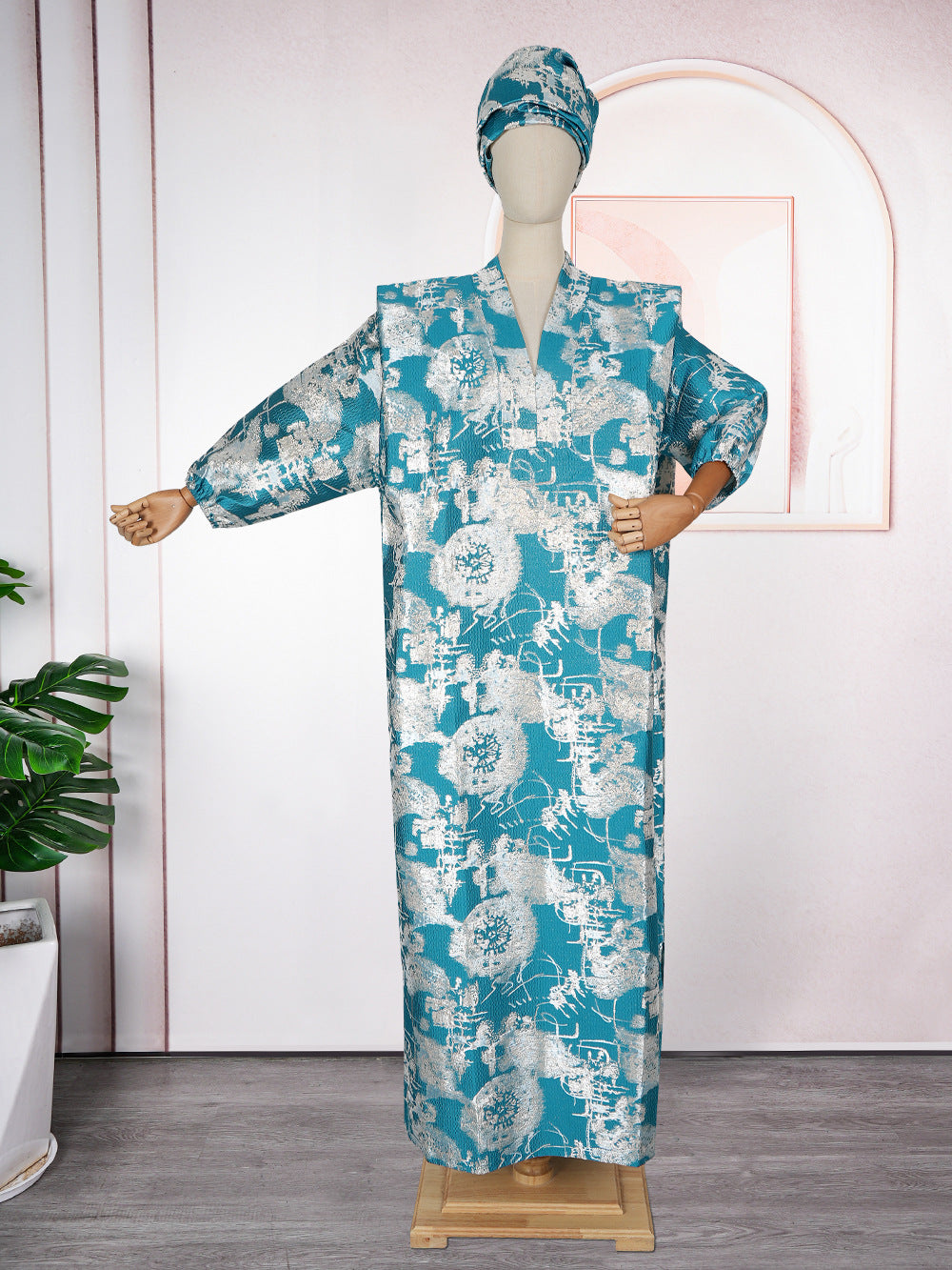 Muslim Figured Cloth Loose Long Robe Women's Clothing Plus Size Dress