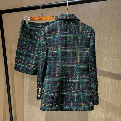 Ladies Style High Class Sense Fried Street Suit Female Plaid Woolen Cloth