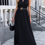 Women's Loose Casual Dress - Essential For Summer Beach Vacations, Festival Off-the-Shoulder Deep V Tie Holiday Dress