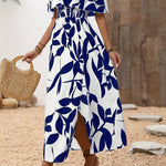 Women's Elegant One-shoulder Fashion Slit Dress - Stylish Flowy Maxi Dress For Vacation & Party