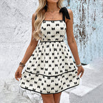 Women's  Shoulder Strap Bow Decoration With Bow Print Elegant Summer Dress