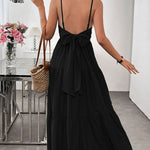 Women's Summer Sleeveless Tie-Bow Dress - Casual Beach Vacation Flowy Maxi Sundress