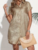 Women's Summer Metallic Batwing Short-Sleeve Casual Shirt Dress